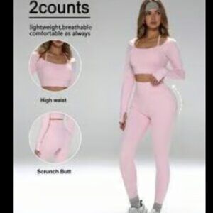 Leggings and Long Sleeve Crop Top Matching Set